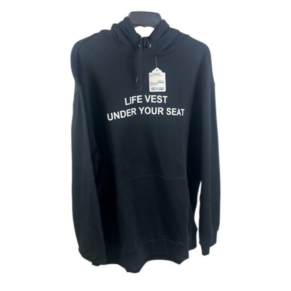 OneCulture Graphic Hoodie Pullover Sweatshirt Life Vest Black‎ XL